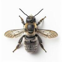 A bee is shown on a white background photo