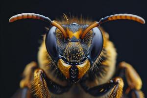 A close up of a hornet's face photo