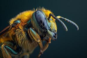 A close up of a bee with large eyes photo