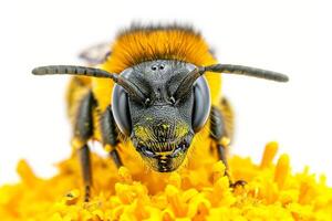 A bee on a yellow flower photo