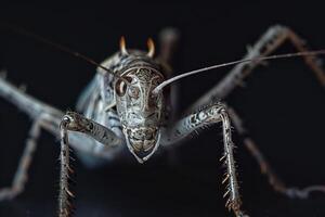 A close up of a grasshopper with long legs photo