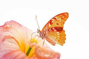 A butterfly is sitting on a flower photo