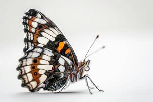 A butterfly with orange and black spots on its wings photo