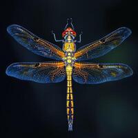 A dragonfly with a blue and orange body photo