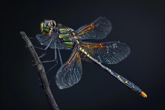 A dragonfly with a black background photo