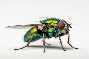 A fly with green and blue wings photo