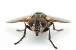 A close up of a fly on a white background photo
