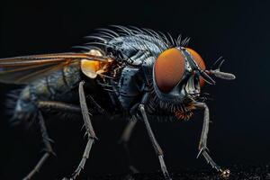 A fly with orange eyes and long legs photo