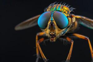 A close up of a fly with blue eyes photo
