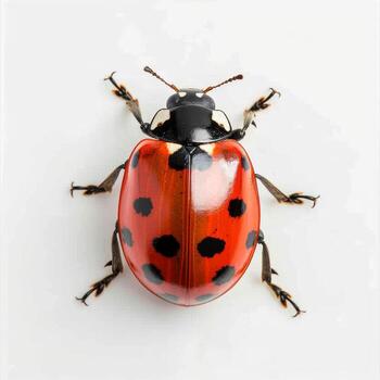 A ladybug with black spots on its back photo