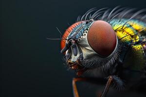 A close up of a fly with bright red eyes photo