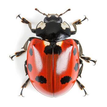 A ladybug with black spots on its back photo