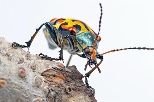 A beetle with a colorful body and black spots photo