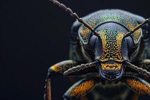 A close up of a bug with yellow and black spots photo