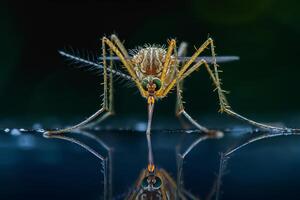 A mosquito with its reflection in the water photo