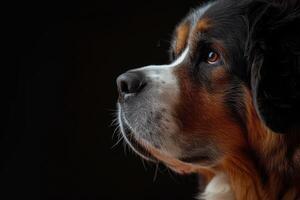 Bernese mountain dog, portrait, black background, dog, portrait, bernese mountain photo