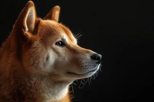 A dog with blue eyes looking up photo