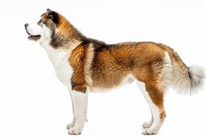A large dog standing on a white background photo
