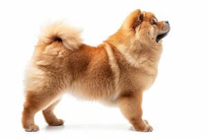 Chow chow dog standing on white background photo