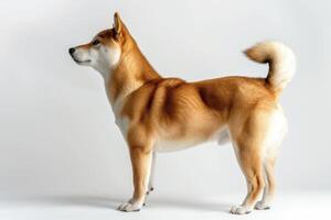 A dog is standing on a white background photo