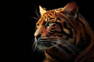 A tiger is looking off to the side photo