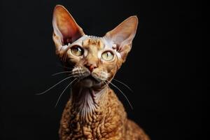 A cat with long hair and big eyes photo