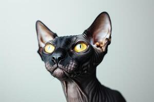 A close up of a cat with bright yellow eyes photo