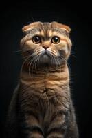 A cat with big eyes looking up at the camera photo