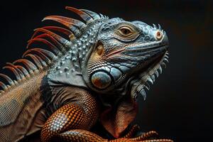 An iguana with a large head and long tail photo