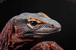 A close up of a lizard's head photo