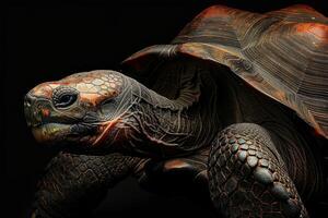 A turtle with a black background photo