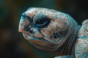 A close up of a turtle with blue eyes photo