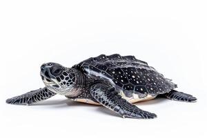 A green sea turtle on a white background photo