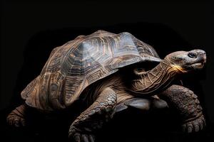 A turtle on a black background photo