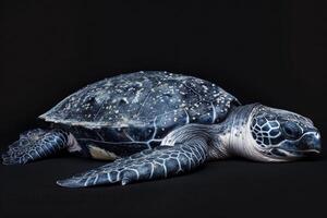 A sea turtle with a black background photo