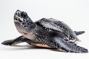 A turtle is shown on a white background photo