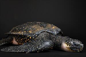 A turtle with black spots on its shell photo