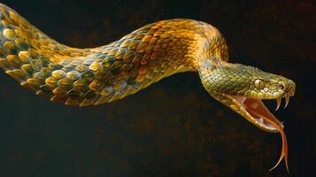 A close up of a snake with its mouth open photo