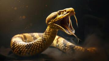 A snake with its mouth open and its mouth open photo