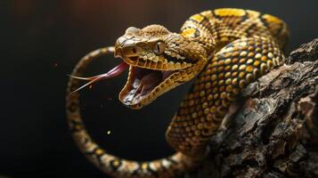 A snake with its mouth open and its mouth open photo