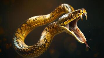 A snake with its mouth open and its mouth open photo