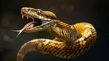 A snake with its mouth open and its mouth open photo