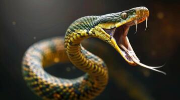 A snake with its mouth open and its mouth open photo