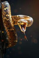 A snake with its mouth open and its mouth open photo