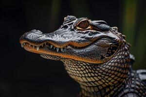 A close up of a toy alligator with its mouth open photo