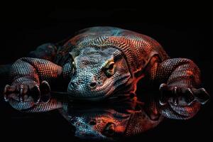 A lizard is reflected in the water photo