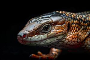 A close up of a lizard's face photo