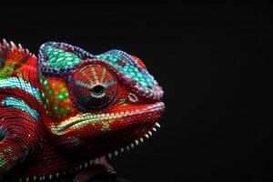 A colorful chameleon is on display photo