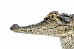 A close up of a crocodile's head photo