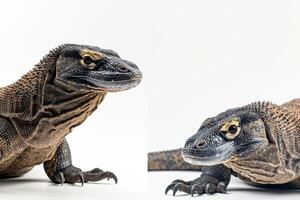Two pictures of a lizard on a white background photo
